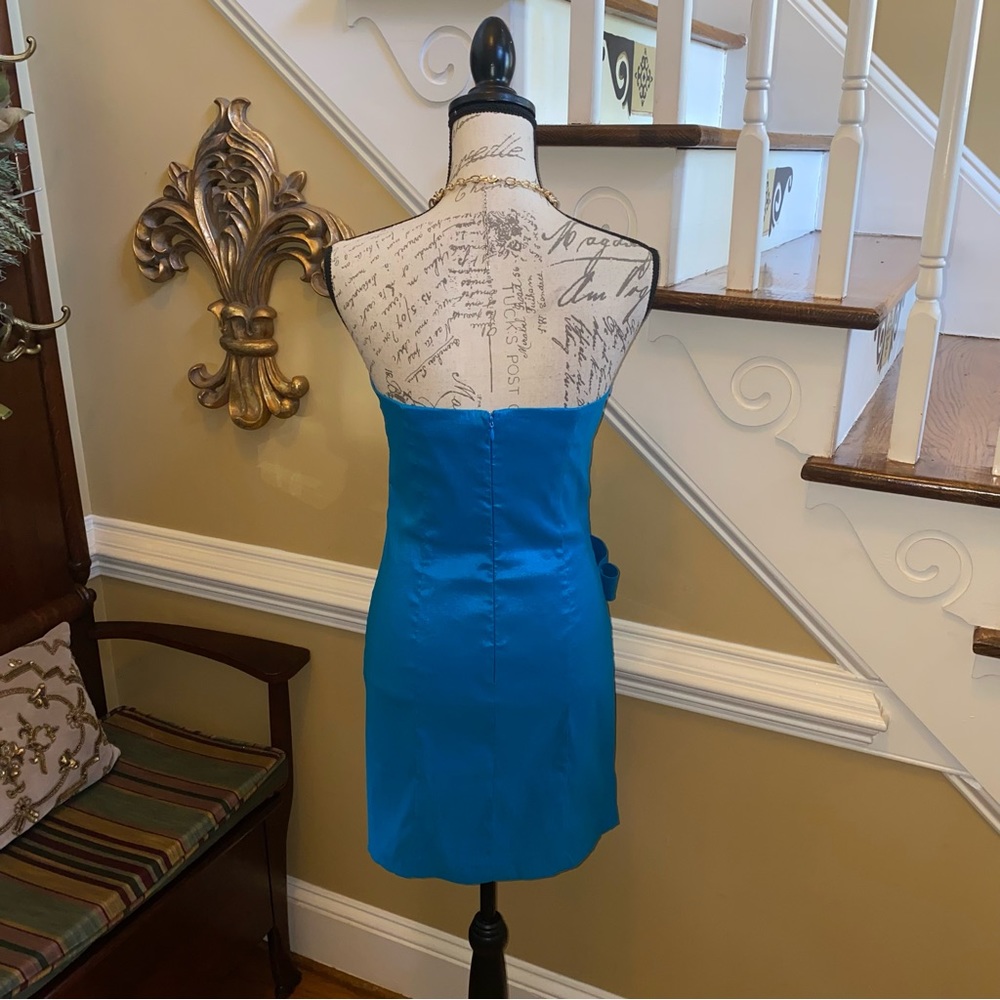 Romeo & Juliet Couture turquoise crepe stretch strapless dress - Picture 4 of 6